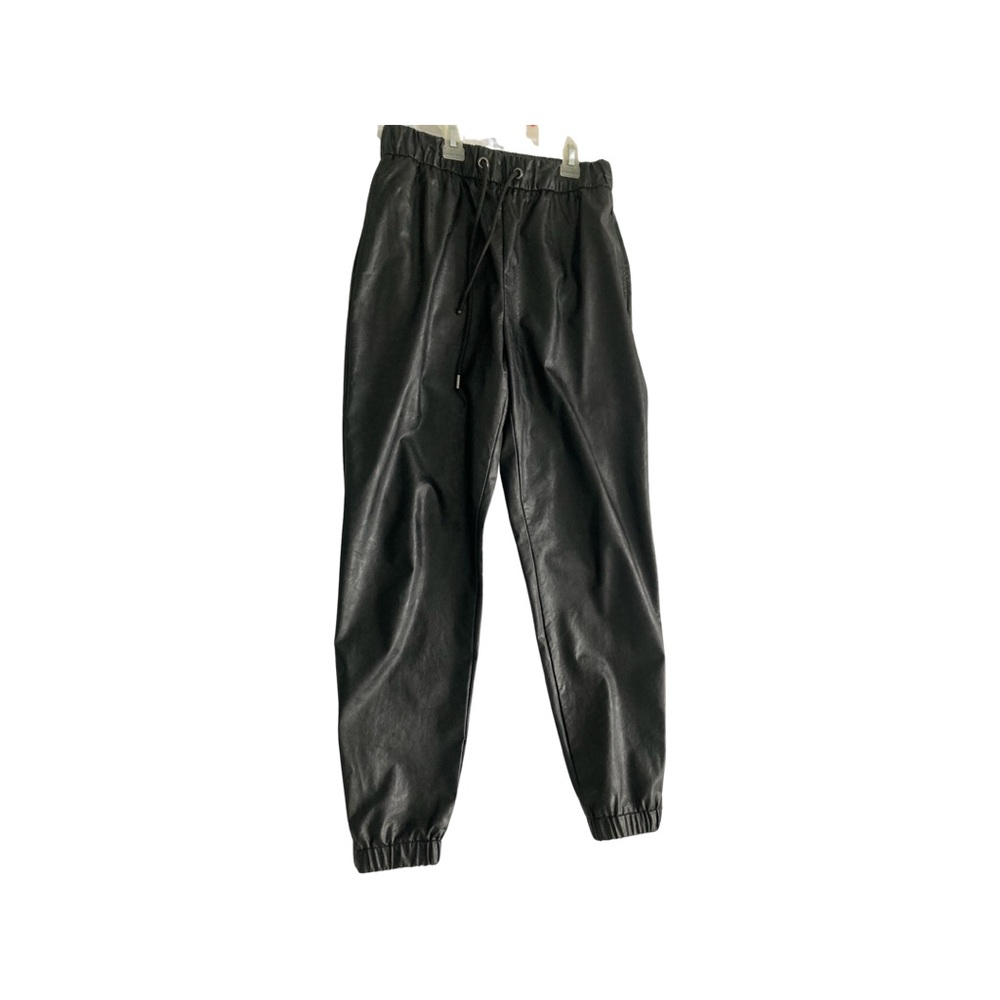 Faux leather black girl pant